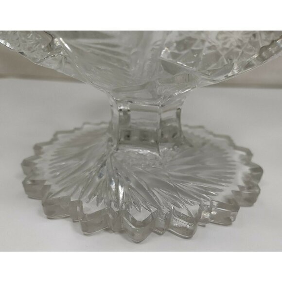 Vintage Imperial EAPG Compote Nuncut Swirl Tooth Edge Whirling Star Glass Dish - Picture 5 of 12